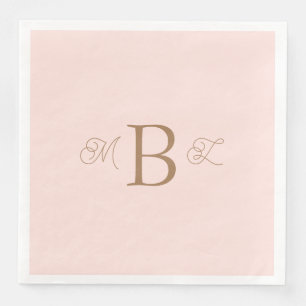  Gold Combo Font Monogram Blush Wedding Napkin