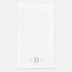 Gold Combo Font Monogram White Wedding  Napkin