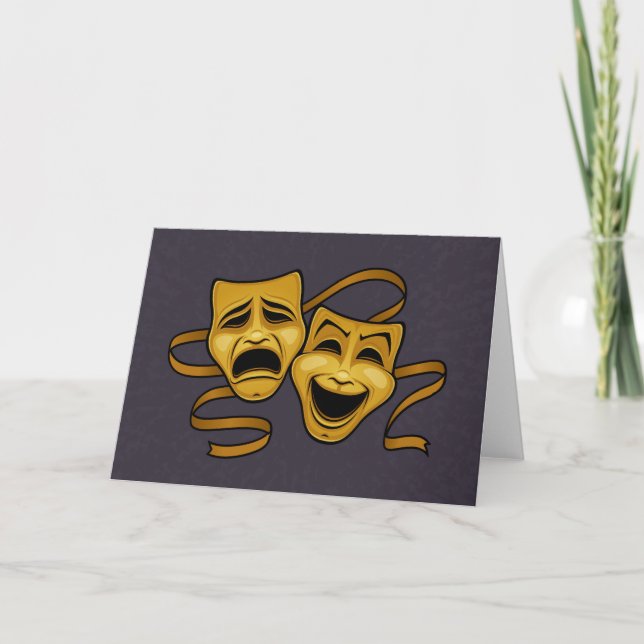 Gold Comedy And Tragedy Theatre Masks Card (Front)