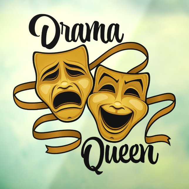 Gold Comedy And Tragedy Theatre Masks Drama Queen Window Cling (Sheet 3)