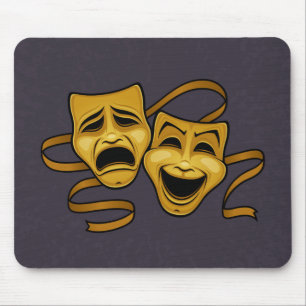 Gold Comedy And Tragedy Theatre Masks Mouse Pad