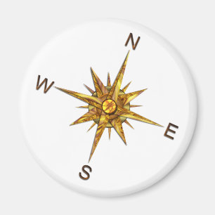 Gold Compass Points Navigation Magnet