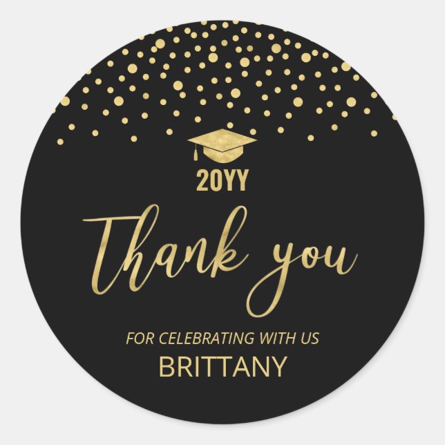 Gold Confetti 2022 Graduation Party Favor Classic  Round Sticker (Front)