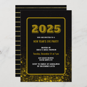 GOLD CONFETTI 2025 New Year's Eve custom year Invitation