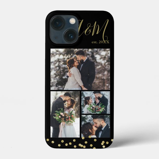 Gold Confetti 4-Photo Collage Case-Mate iPhone Case (Back)