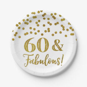 Gold Confetti 60 and Fabulous Birthday Paper Plate