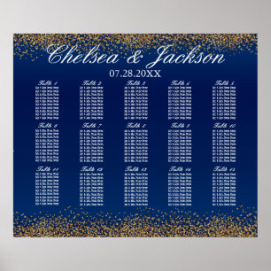 Gold Confetti and Navy Blue - 15 Seating Chart