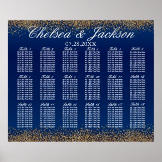 Gold Confetti and Navy Blue -18 Seating Chart