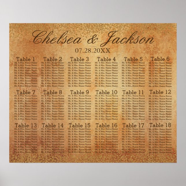 Gold Confetti and Vintage Grunge -18 Seating Chart (Front)