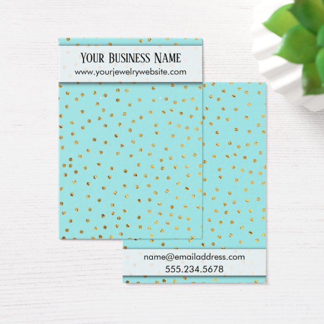Gold Confetti & Aqua Earring Holder Display Cards (Desk)