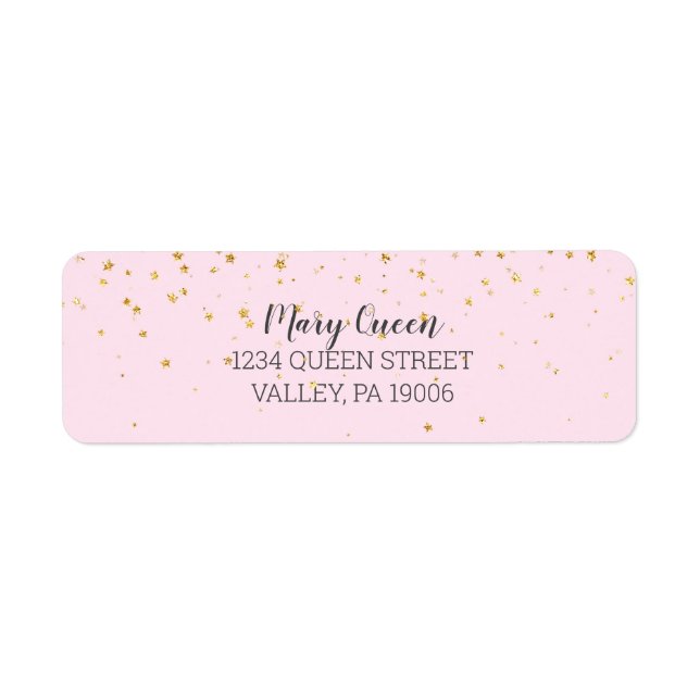 Gold Confetti Baby shower rose Adresse de retour (Devant)