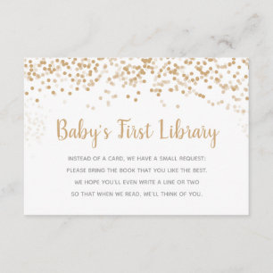 Gold Confetti Baby's First Library Book Request Invitation