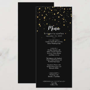 Gold Confetti Black Wedding Dinner Menu