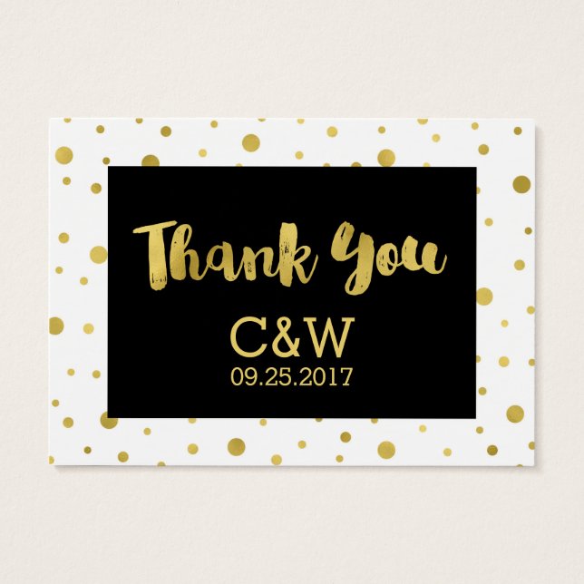 Gold Confetti Black Wedding Favour Tags (Back)