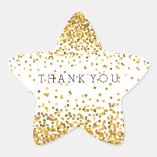 Gold Confetti Bling Thank You Star Sticker