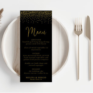 Gold Confetti Boho Black Mariage Menu