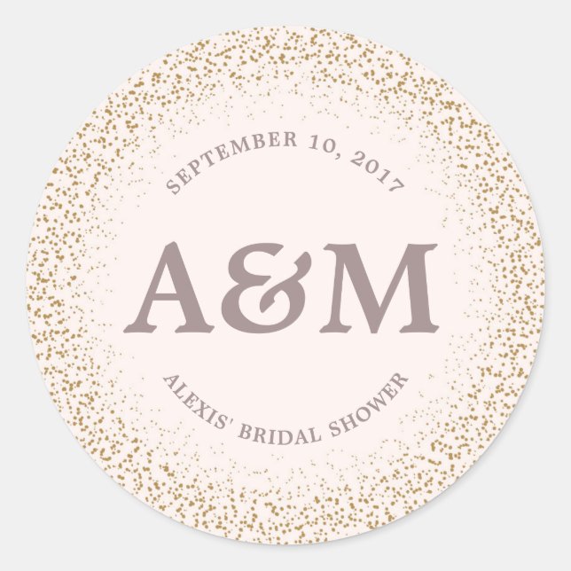 Gold Confetti Bridal Shower Favour Sticker (Front)