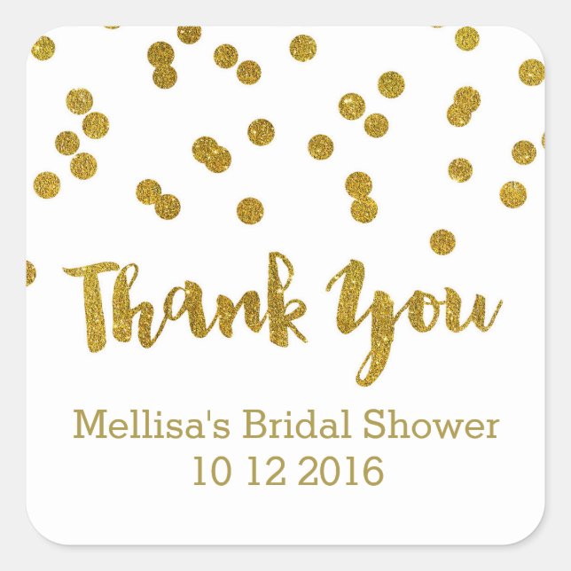 Gold Confetti Bridal Shower Favour Tags (Front)