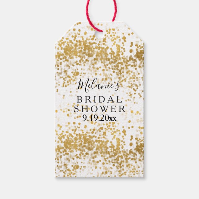 Gold Confetti Bridal Shower Gift Tags (Front)