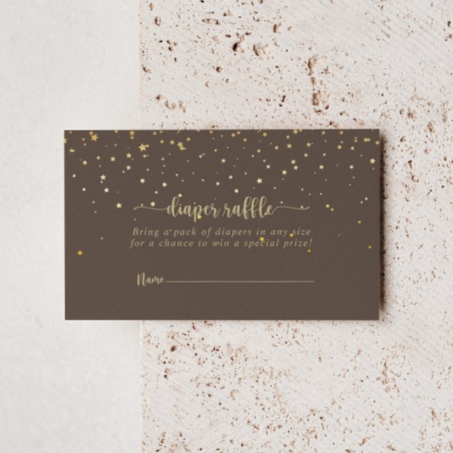 Gold Confetti Brown Diaper Raffle Ticket  Enclosure Card (Creator Uploaded)