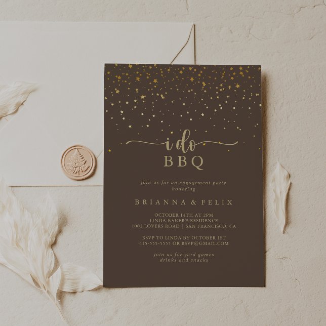Gold Confetti Brown I Do BBQ Engagement Party   Invitation (Creator Uploaded)