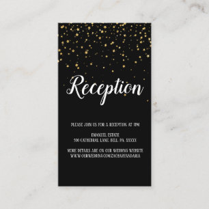Gold Confetti Calligraphy Black Reception Card