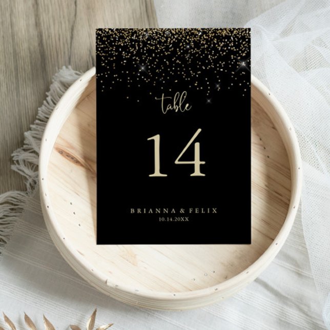 Gold Confetti Calligraphy Fancy Script Wedding   Table Number (Creator Uploaded)