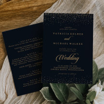 Gold Confetti Calligraphy Front and Back Wedding