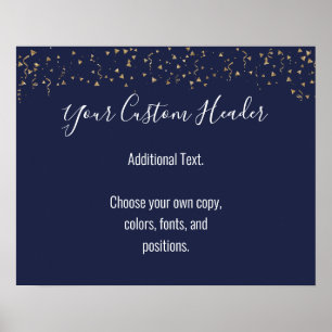 Gold Confetti Casual Navy Do It Yourself Festive Poster