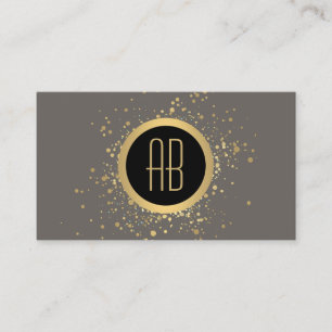 Gold Confetti Cercle Monogramme Carte de visite gr
