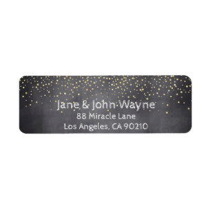 Gold Confetti Chalkboard Wedding Return Address