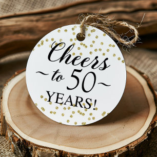 Gold Confetti Cheers to 50 Years Favour Tags