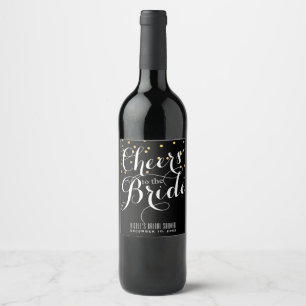 Gold Confetti CHEERS TO THE BRIDE Bridal Wine Label