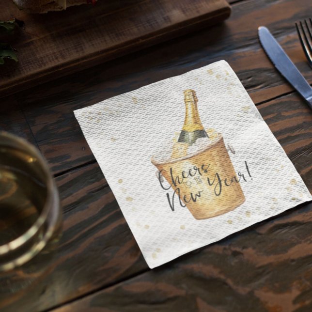 Gold Confetti Cheers to the New Year Napkin (Creator Uploaded)