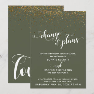 Gold Confetti & Chive Green Change of Plans Card