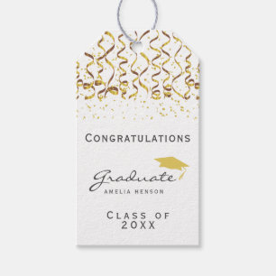 Gold Confetti Class of 2025 Graduation Gift Tags