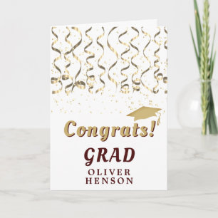 Gold Confetti Congrats Grad Graduation Card