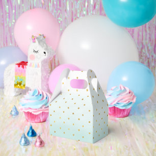 Gold Confetti Dots Aqua Mint  Favor Box