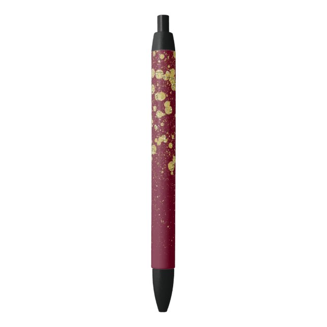 Gold Confetti Dots Black Ink Pen (Front Vertical)