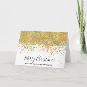 Gold Confetti Dots Glitzy Faux Glitter Holiday Card