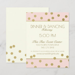 Gold Confetti Dots Ivory and Pink Reception Invitation