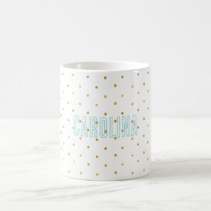 Gold Confetti Dots Mint Name Coffee Mug