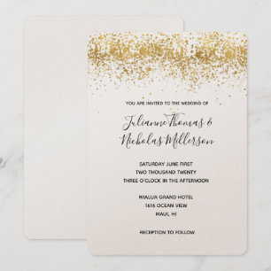 Gold Confetti Dots Wedding Invites