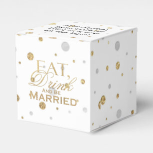 Gold Confetti Eat Drink and Be Married Favor Box