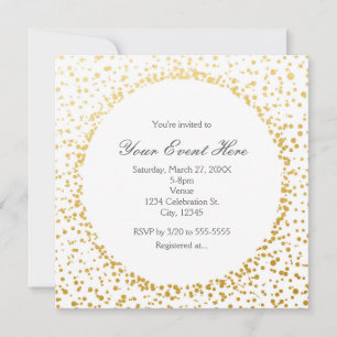Gold Confetti Élégant Glamor Dot White Invitation