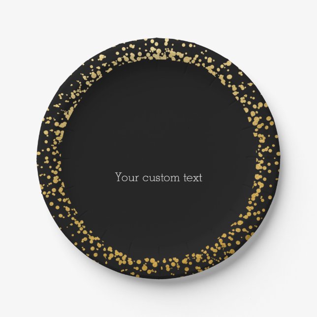 Gold Confetti Elegant Glamour Dots Party Plates (Front)