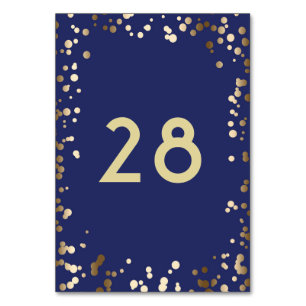 Gold Confetti Elegant Navy Wedding Table Number