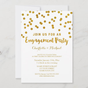Gold Confetti Engagement Party Invitation