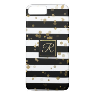 Gold Confetti et Stripes iPhone 8 Plus Coque