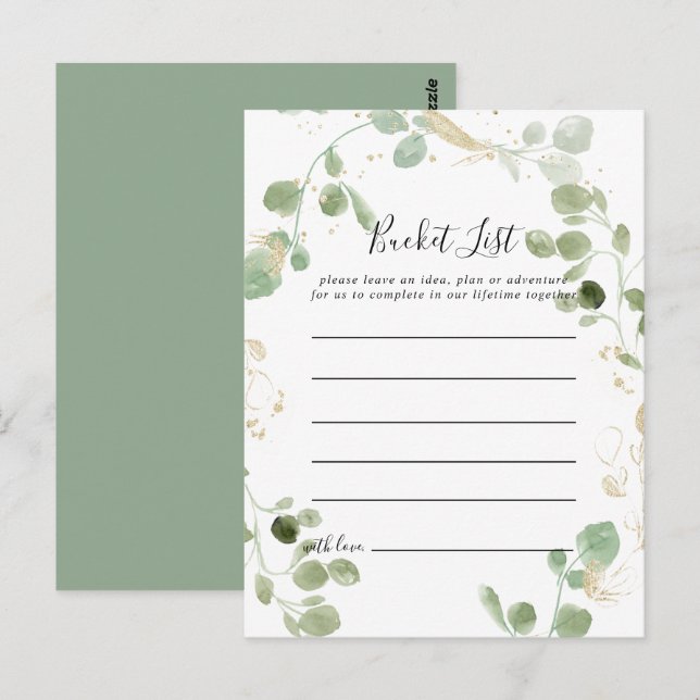 Gold Confetti Eucalyptus Foliage Bucket List Cards (Front/Back)